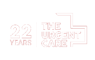 The Urgent Care logo on a green background, showing '22 YEARS' and 'THE URGENT CARE' with a white outlined cross.